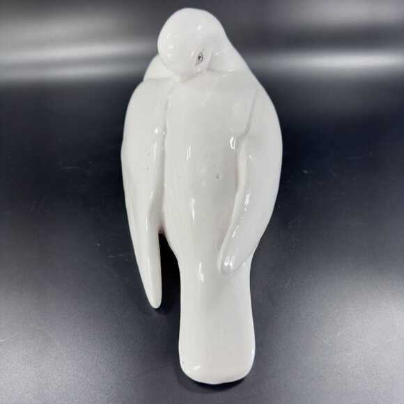 Italian Art Pottery Ruffled Fluffy Dove Large Hand Painted Pigeon Bird Marked - Picture 8 of 16